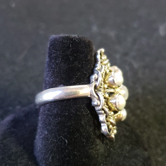 Sterling 925 silver setting with pearl & moonston - Picture 4 of 5